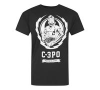 (L, Black) Star Wars Official Mens C-3PO Lightning Crest T-Shirt