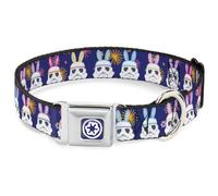 Star Wars Pet Collar, Dog Collar Metal Seatbelt Buckle, Star Wars Holiday Stormtrooper Easter Bunny Ears Purple, 15 to 24 Inches 1.0 Inch Wide