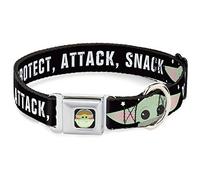Star Wars Pet Collar, Dog Collar Metal Seatbelt Buckle, Star Wars The Child Chibi Face Protect Attack Snack, 13 to 17 Inches 1.5 Inch Wide