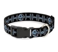 Star Wars Pet Collar, Dog Collar Plastic Buckle, Star Wars Death Star and TIE Fighters Black Gray, 9.5 to 14.5 Inches 0.5 Inch Wide