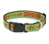 Star Wars Pet Collar, Dog Collar Plastic Buckle, Star Wars Jabba The Hutt Text and Characters Green Orange, 9.5 to 14.5 Inches 0.5 Inch Wide