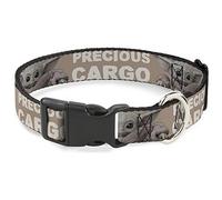 Star Wars Pet Collar, Dog Collar Plastic Buckle, Star Wars The Child Sitting Pose Precious Cargo Tan White, 7 to 8.5 Inches 0.5 Inch Wide