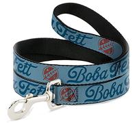 Star Wars Pet Leash, Dog Leash, Star Wars Boba Fett Script and Logo Blues Red, 6 Feet Long 0.5 Inch Wide