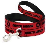 Star Wars Pet Leash, Dog Leash, Star Wars Darth Vader Text and Galactic Empire Logo Red Black, 4 Feet Long 1.0 Inch Wide