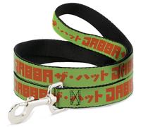 Star Wars Pet Leash, Dog Leash, Star Wars Jabba The Hutt Text and Characters Green Orange, 4 Feet Long 0.5 Inch Wide