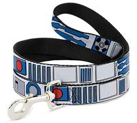 Star Wars Pet Leash, Dog Leash, Star Wars R2D2 Bounding Parts White Black Blue Gray Red, 4 Feet Long 0.5 Inch Wide