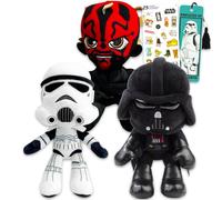 Star Wars Plush Toy Set - 3 Pack Bundle with 8" Plushies for Kids, Boys Featuring Darth Vader, Stormtrooper, Darth Maul Plus Stickers, More | Star Wars Dark Side Dolls Plush