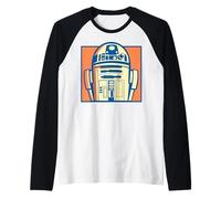 Star Wars Pop Art Style R2-D2 Boxed Close Up Portrait Raglan Baseball Tee