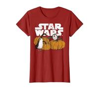 Star Wars PORG Pumpkin Patch Halloween Graphic Tee T-Shirt, Women, Cranberry Red, Large