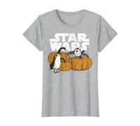 Star Wars PORG Pumpkin Patch Halloween Graphic Tee T-Shirt, Women, Heather Grey, Small