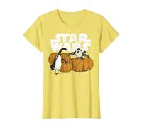 Star Wars PORG Pumpkin Patch Halloween Graphic Tee T-Shirt, Women, Lemon Yellow, Large