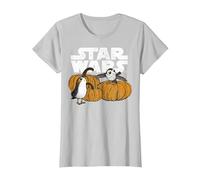 Star Wars PORG Pumpkin Patch Halloween Graphic Tee T-Shirt, Women, Silver Grey, XX-Large