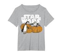 Star Wars PORG Pumpkin Patch Halloween Graphic Tee T-Shirt, Women's Plus, Heather Grey, 5X