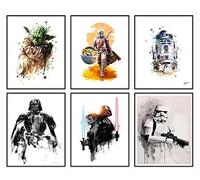 Star Wars Poster Watercolor Prints Kids Room Decor TV Series poster Darth Maul Darth Siddious poster Set of 6 8 x 10 Inch Zyuiwer