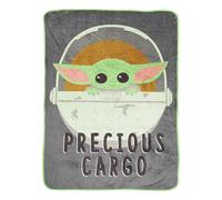 Star Wars: The Mandalorian Precious Cargo Sherpa Fleece Fluffy Baby Yoda Blanket Grey/green (150Cm X 130Cm)