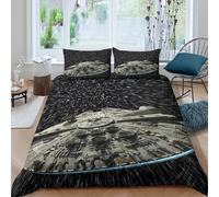 Star Wars Quilt Cover for Boys Girls Comforter Covers 3D Printed Millennium Falcon Duvet Cover Bedding Set Soft Microfiber with Zipper Closure with Pillow Cases 3 Pieces Double（200x200cm）