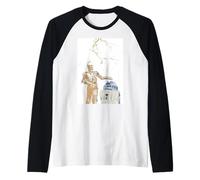 Star Wars R2-D2 and C-3PO Spring Cherry Blossoms Sakura Art Raglan Baseball Tee