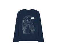R2D2 Outline Unisex Long Sleeve T Shirt, Navy, Medium