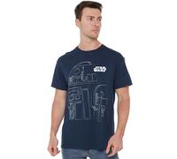 Star Wars Mens R2D2 Outline T Shirt, Blue (Navy), M UK