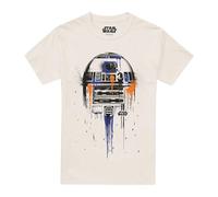 Star Wars R2D2 Paint Drip Unisex T Shirt, Natural, Small
