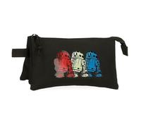 Star wars - R2D2 Triple Pencil case Black 22x12x5cm Polyester 1.32L, Black/White, One Size, Triple Case
