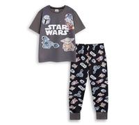 Star Wars R2D2 Yoda Boba Fett Grey Short Sleeve Long Leg Pyjama Set | Kids Unisex Sleepwear with Movie Characters | Comfortable Nightwear for Bedtime & Relaxation Merch - 11-12 Years