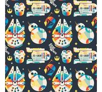 Star Wars Rainbow Retro Cotton Fabric Sold by Half Metre Genuine Licensed Fabric, Ideal for Crafts, Quilting, Sewing