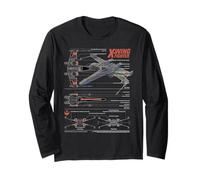 Star Wars Rebel X-Wing Fighter T-65B Schematic Blueprint Long Sleeve T-Shirt