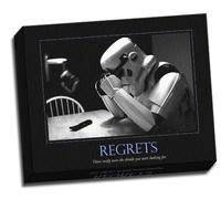 Star Wars regrets canvas art print picture 16'x20" standard framed and ready to hang regrets