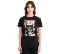 Star Wars Retro Vader Falcon Comic Ladies T Shirt, Black, Small