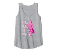 Star Wars Rey Running Pink Tone Girls Rule The Galaxy Tank Top, Women, Heather Grey, XX-Large