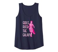 Star Wars Rey Running Pink Tone Girls Rule The Galaxy Tank Top, Women, Navy Blue, Medium