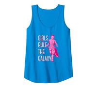Star Wars Rey Running Pink Tone Girls Rule The Galaxy Tank Top, Women, Sapphire Blue, Medium