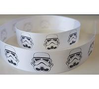 Star Wars Ribbon Stormtrooper Ribbon Black and White 25mm Satin Ribbon Available in Various Lengths (10 metres)