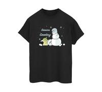 Star Wars Seasons Greetings Cotton Boyfriend T-Shirt In Black Black 5XL