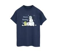 Seasons Greetings Cotton Boyfriend T-Shirt Star Wars Navy 4XL