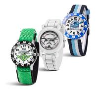 Star Wars Set of 3 Children's Watches for Ages 4-7 - R2-D2 Dial, Stormtrooper and Darth Vader Design - Black, Blue and White Bezels with Nylon and Silicone Straps