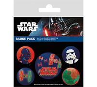 Star Wars Set of 5 Badges (Digital Moonlight Design) Pin Badges for Backpacks, Jackets and Party Bags, Star Wars Gifts for Men, Women and Kids - Official Merchandise