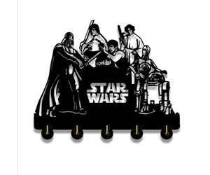 STAR WARS Shape Vertical Over the Door Organizer Rack Coats Caps Holder with 5 Hooks Strong Adhesive Sticker solid wood Hooks