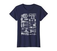 Star Wars Ships Schematics Line Art T-Shirt, Women, Navy Blue, X-Small
