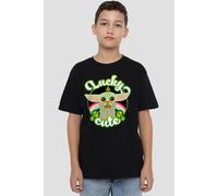 Star Wars St Patrick's Day Grogu Lucky Cute Unisex Kids T Shirt, Black, 3-4 Years