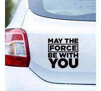 Star Wars Sticker "May the Force Be With You" - Official Style - High-Quality Vinyl Sticker for Laptop, Car & Mobile Phone - Black/White Design - Ideal for Fans (15 x 15 cm, Set of 2)