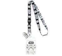 Star Wars Stormtrooper Inspired Reversible Lanyard ID Badge Holder with 2" Rubber Charm Lobster Clasp Key Holder