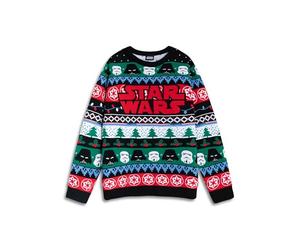 Star Wars Stormtroopers Darth Vader Multicoloured Logo Christmas Jumper | Long Sleeve Crew Neck for Christmas Celebrations | Festive Men's Apparel Merch - Medium