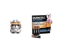 Star Wars The Black Series Clone Commander Cody Premium Electronic Role-play Helmet for Adults + Duracell Optimum pack of 4 AAA