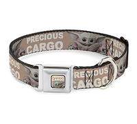 Star Wars The Child Sitting Pose Dog Collar, Seat Belt Buckle, Precious Cargo Tan White, 18" to 32", 1.5" Wide