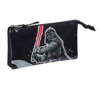 Safta Star Wars The Fighter - Triple Pencil Case, Children's Pencil Case, Ideal for School Age Children, Comfortable and Versatile, Quality and Resistance, 22 x 3 x 12 cm, Black, Black/White,