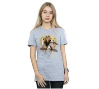 Star Wars: The Last Jedi Women's Porg Brushed Cotton Boyfriend T-Shirt in Grey | Size: Large Star Wars: The Last Jedi Grey L