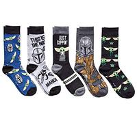 Star Wars The Mandalorian Baby Yoda and Mando Men's Crew Socks 5 Pair Pack