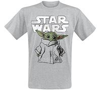 Star Wars The Mandalorian - Child Sketch Men T-Shirt Mottled Grey M, 97% Cotton, 3% Polyester, Regular